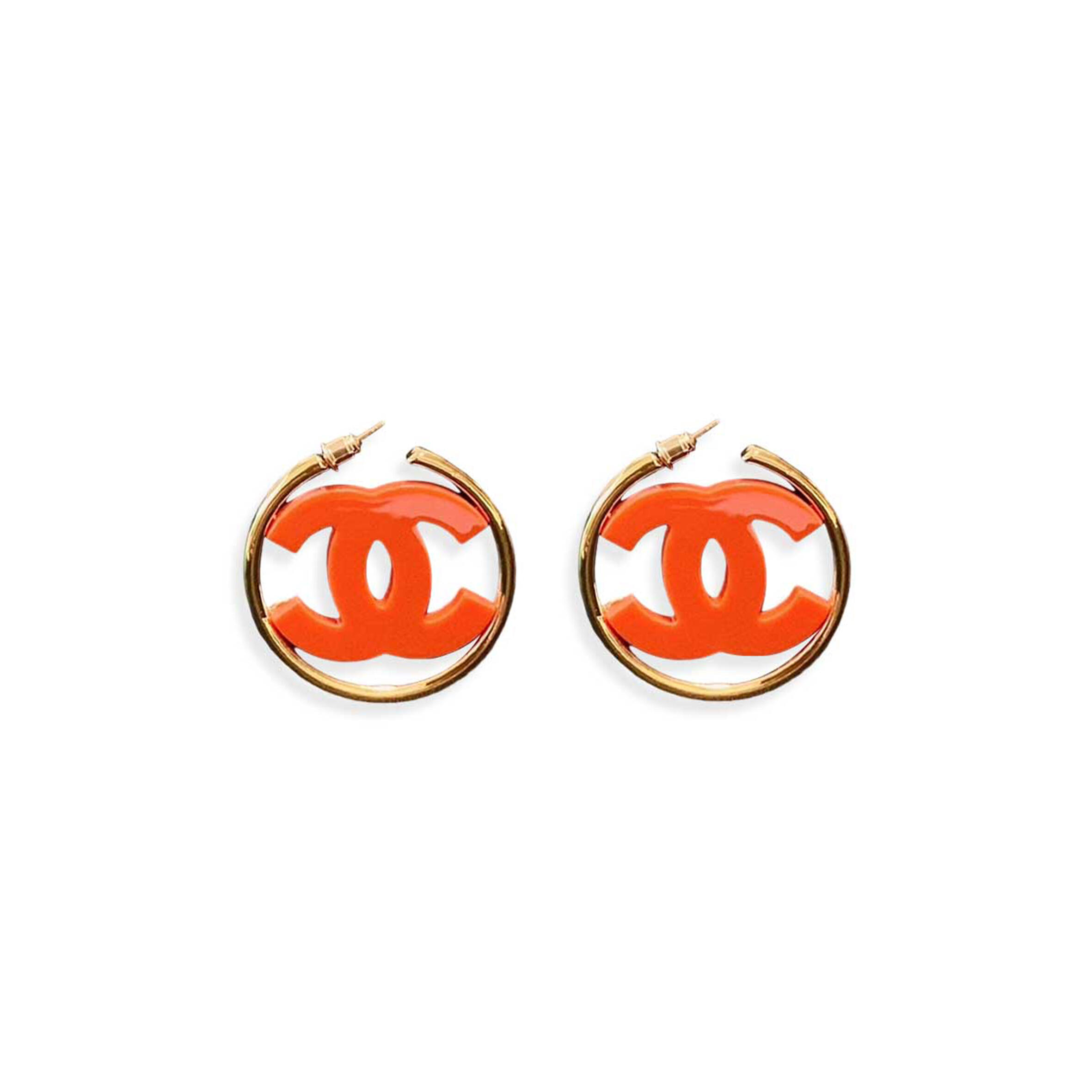 Ch**el double c acrylic large hoop earrings